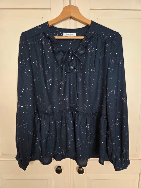 Great Plains Great Plains London Star Print Peplum Blouse UK 10