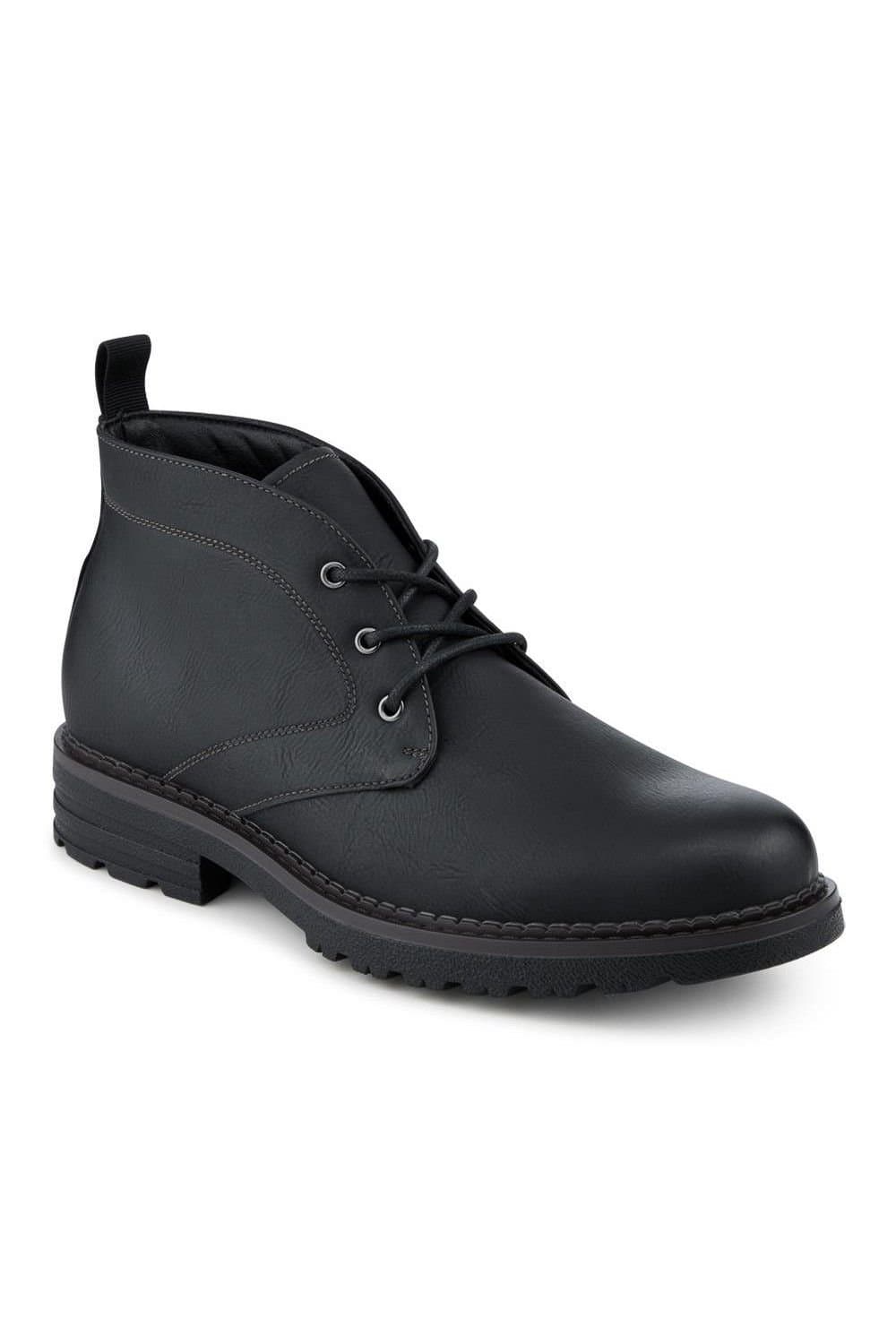 Pavers Pavers Men's Lace Up Casual Block Heel Chukka Boots in Black