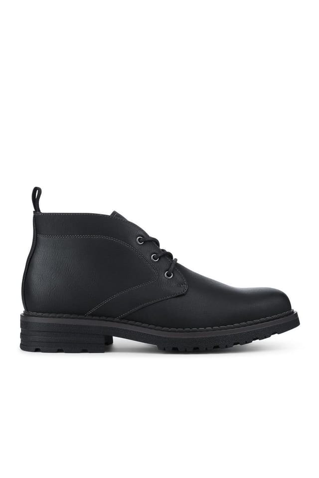 Pavers Pavers Men's Lace Up Casual Block Heel Chukka Boots in Black - 2