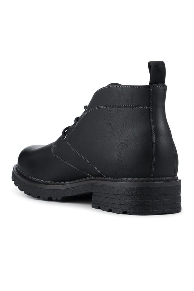 Pavers Pavers Men's Lace Up Casual Block Heel Chukka Boots in Black - 3