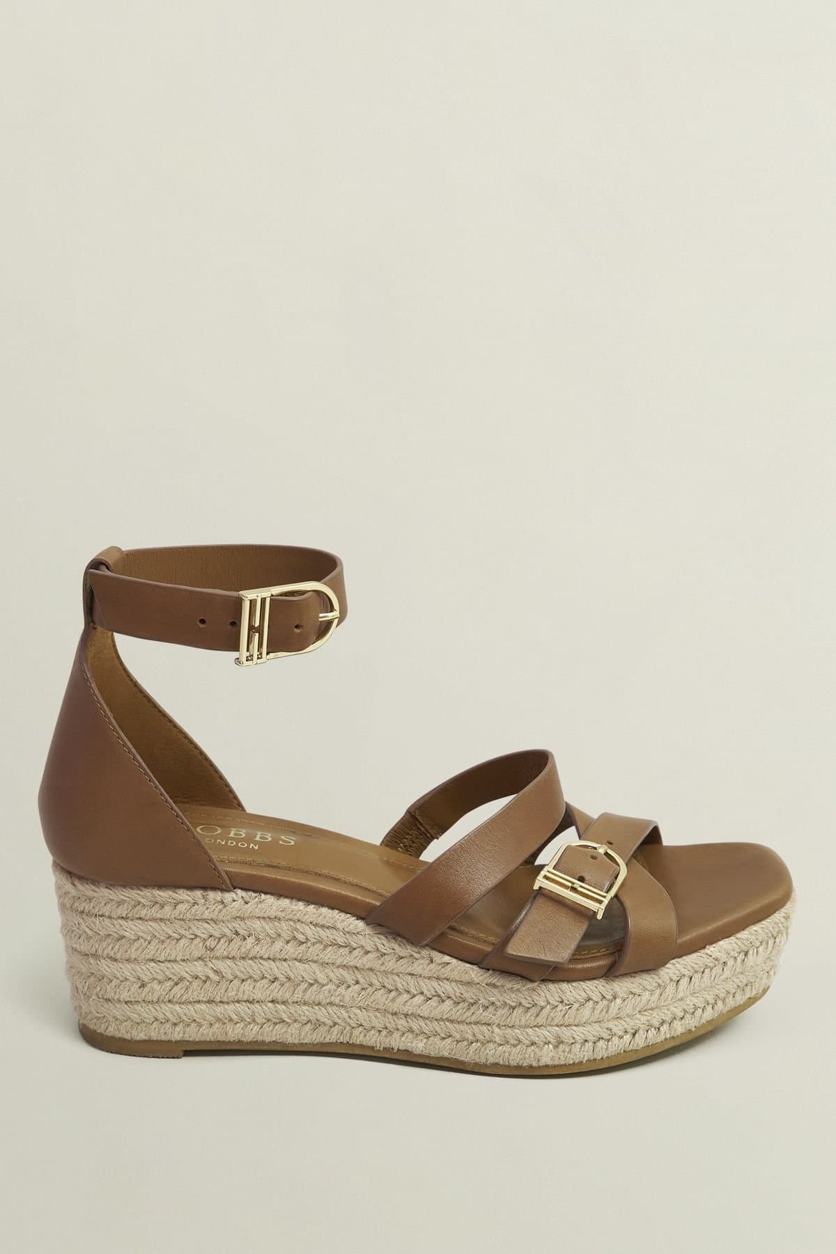 Hobbs London Hobbs London Light Brown Wedge Ankle Strap Sandal