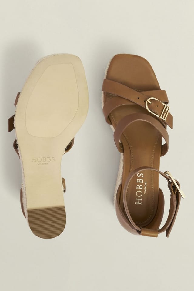 Hobbs London Hobbs London Women's Wedge Ankle Strap Sandal in Light Brown - 2