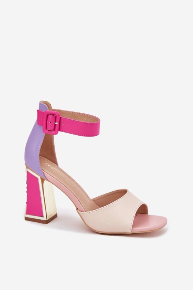 Love Lace Love Lace Women's Elegant Heel Sandals with Adjustable Buckle Strap in Pink - 2