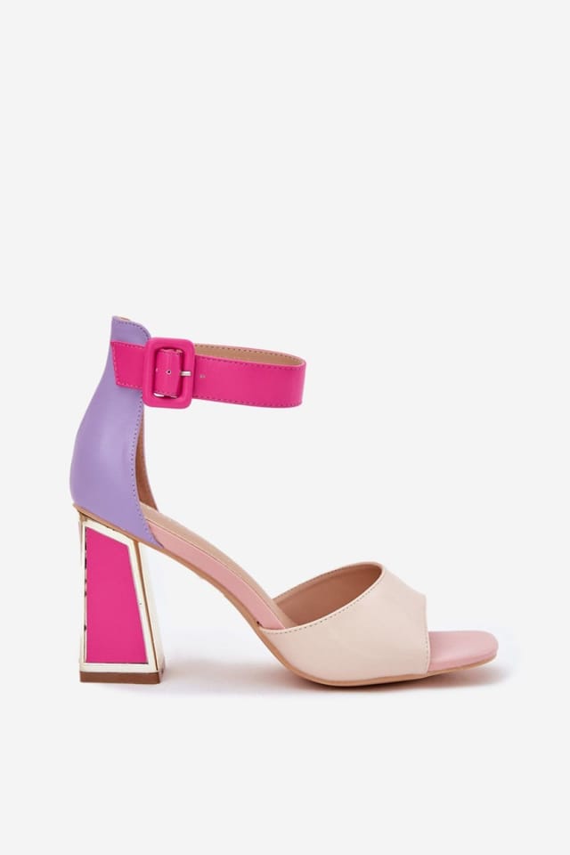 Love Lace Love Lace Women's Elegant Heel Sandals with Adjustable Buckle Strap in Pink - 3