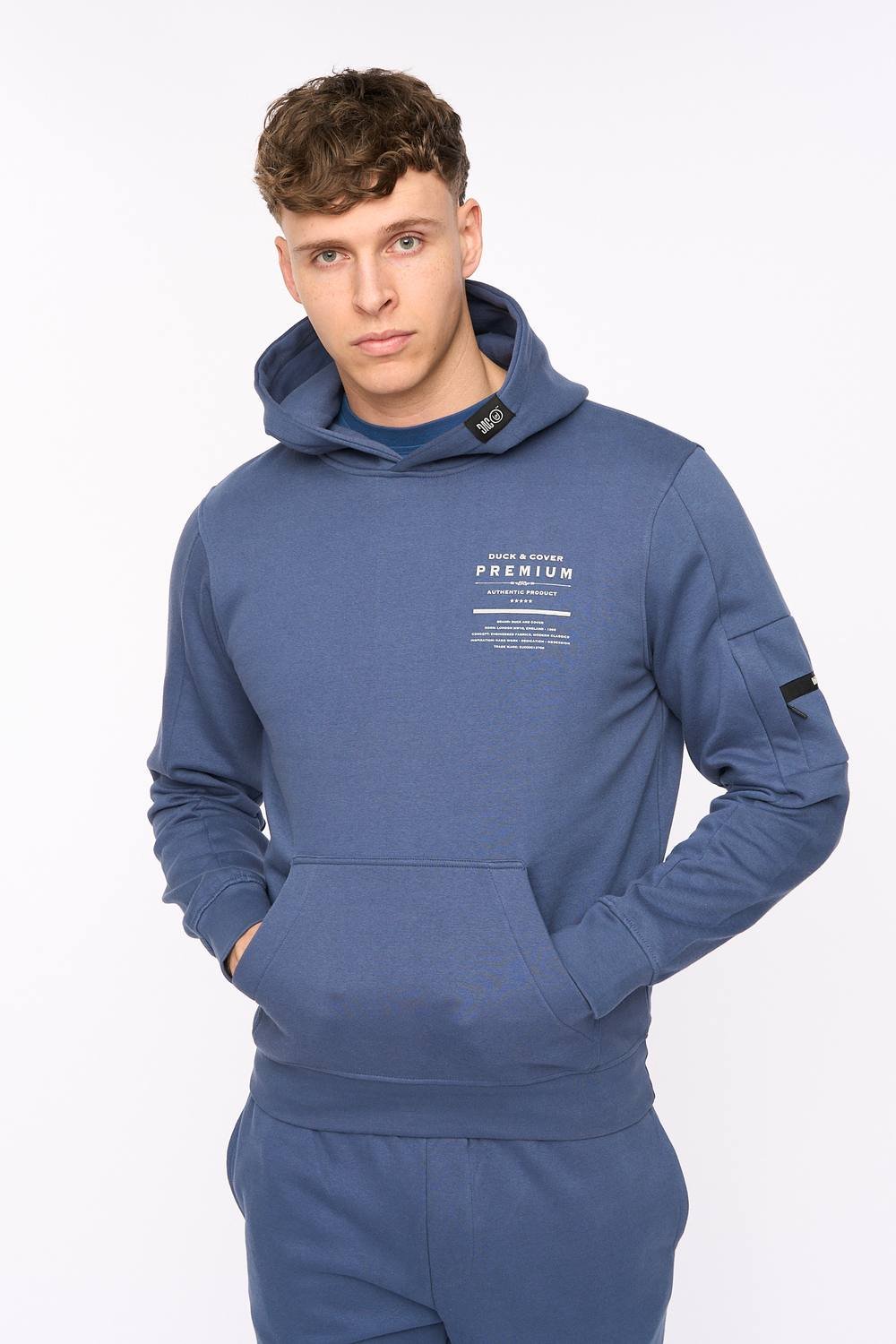 Duck and Cover Duck and Cover Men's Rayland Functional Hoodie with Mixed Media Print in Blue - 2