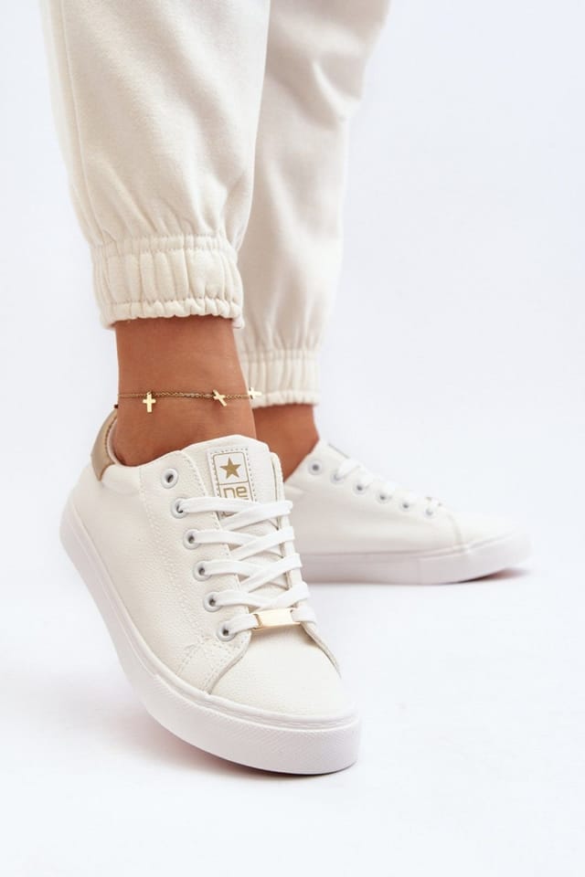 Love Lace Love Lace Women's Classic Lace Up Sneakers Rubber Sole Rounded Toe in White - 3