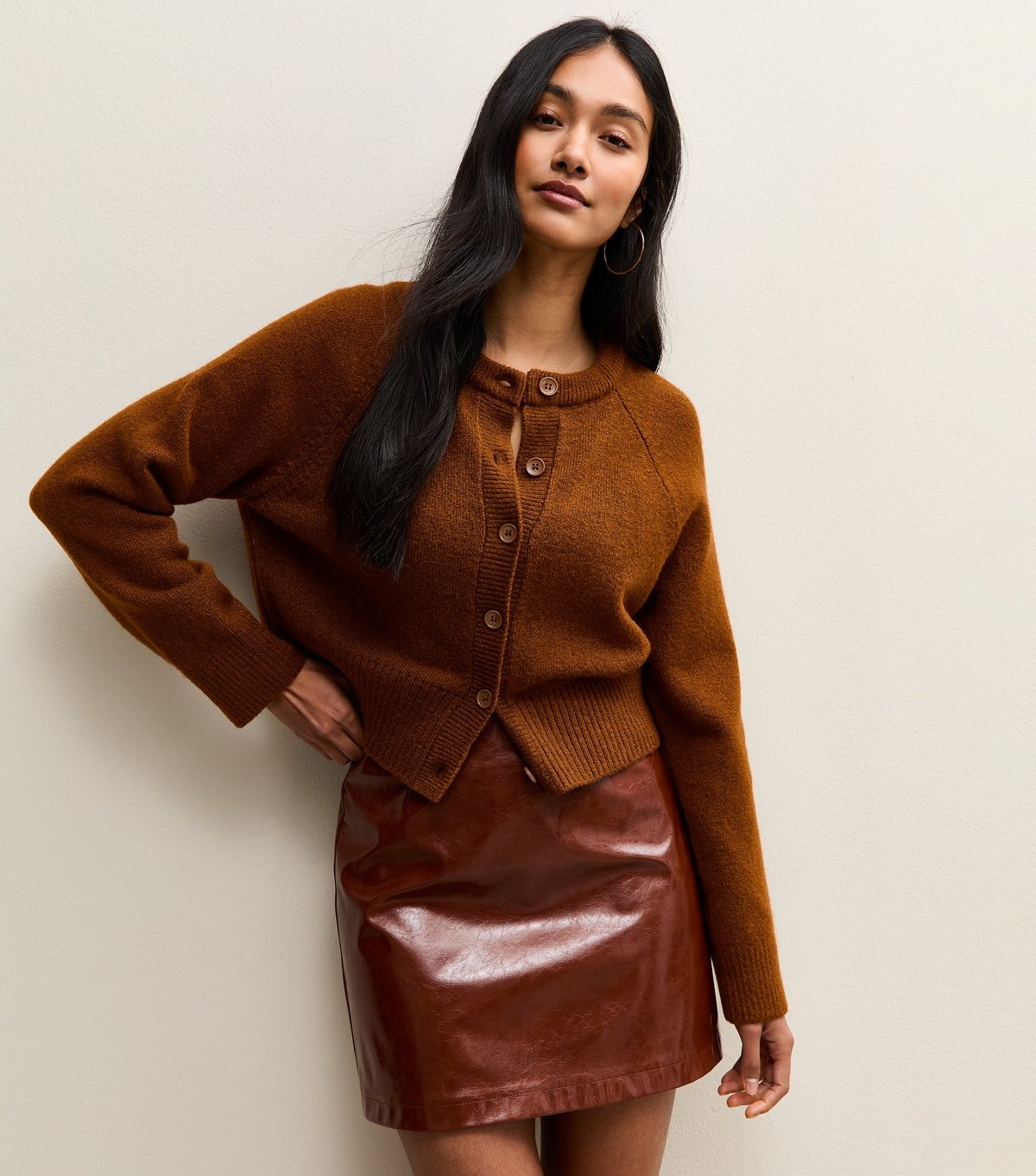 New Look Women's Tan Meet The Jean Raglan Cardigan New Look - 1