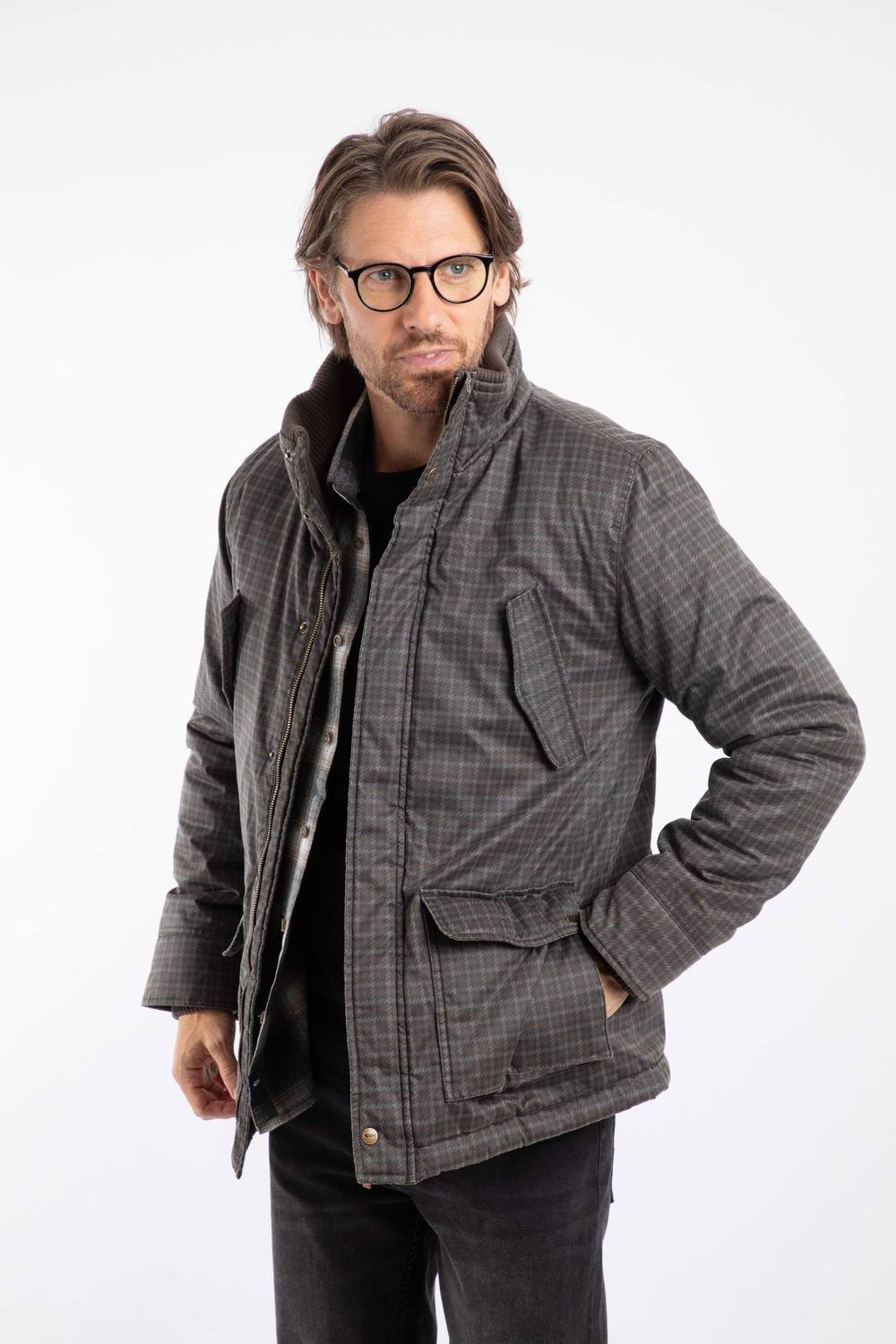 Weird Fish Weird Fish Men's Thunderman Printed Wadded Field Jacket in Brown - 2