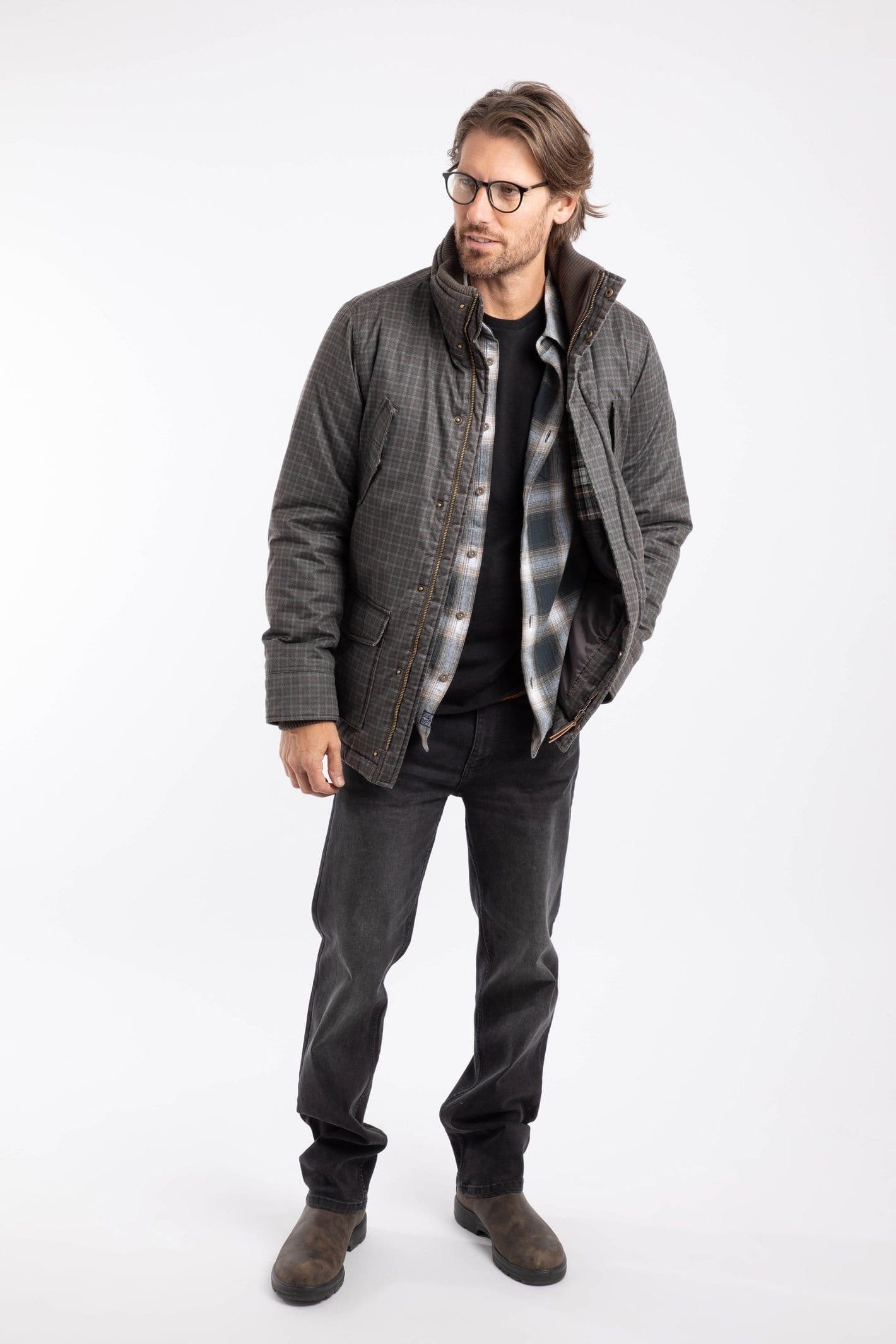 Weird Fish Weird Fish Men's Thunderman Printed Wadded Field Jacket in Brown - 4