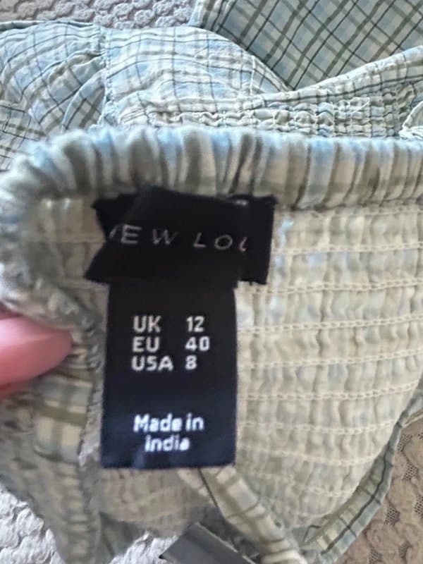 New Look New Look Light Blue Check Corset Style Top – Size UK 12
