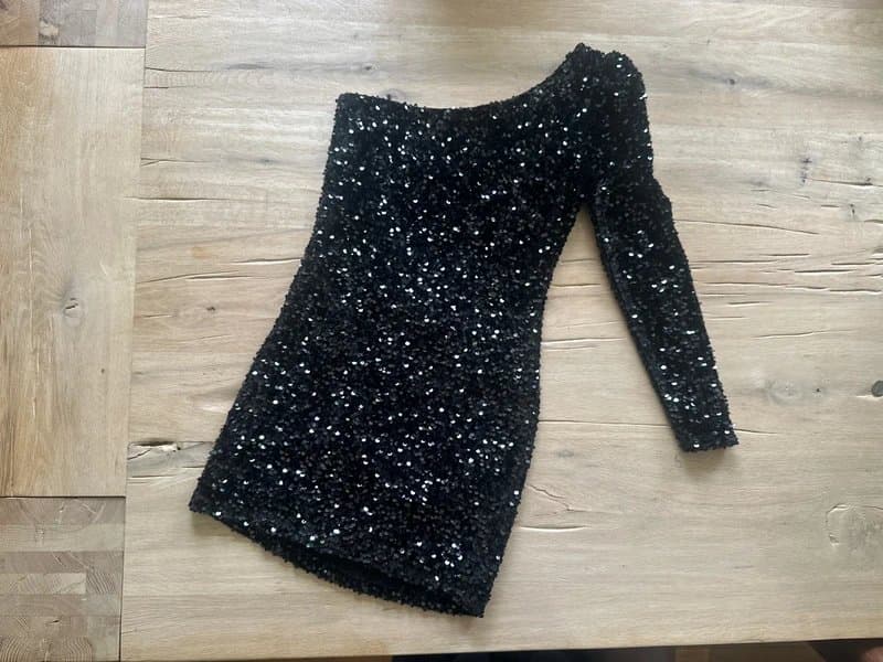 Topshop Topshop Black Sequin One Shoulder Mini Dress -  women’s – UK 8
