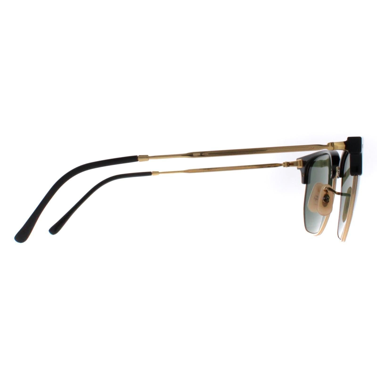 Ray-Ban Ray-Ban Men's Square Black on Gold Green RB4416 New Clubmaster - 4