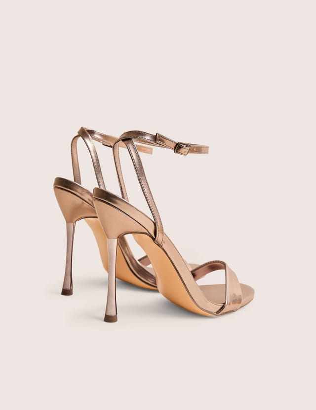 Public Desire Soho Pewter Metallic Barely There Strappy Stiletto Heels - 3