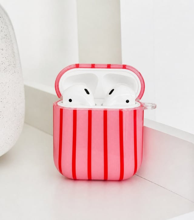 Coconut Lane Pink Cherry Stripe Airpods Case Coconut Lane New Look - 2