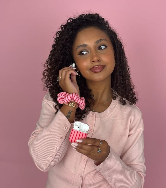 Coconut Lane Pink Cherry Stripe Airpods Case Coconut Lane New Look - 3