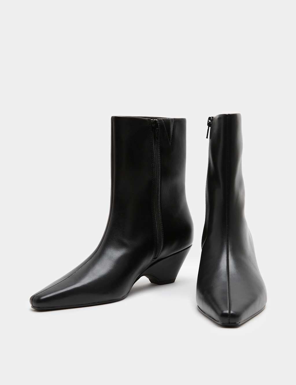 Marks & Spencer M&S Polished Chisel Toe Wedge Ankle Boots Black