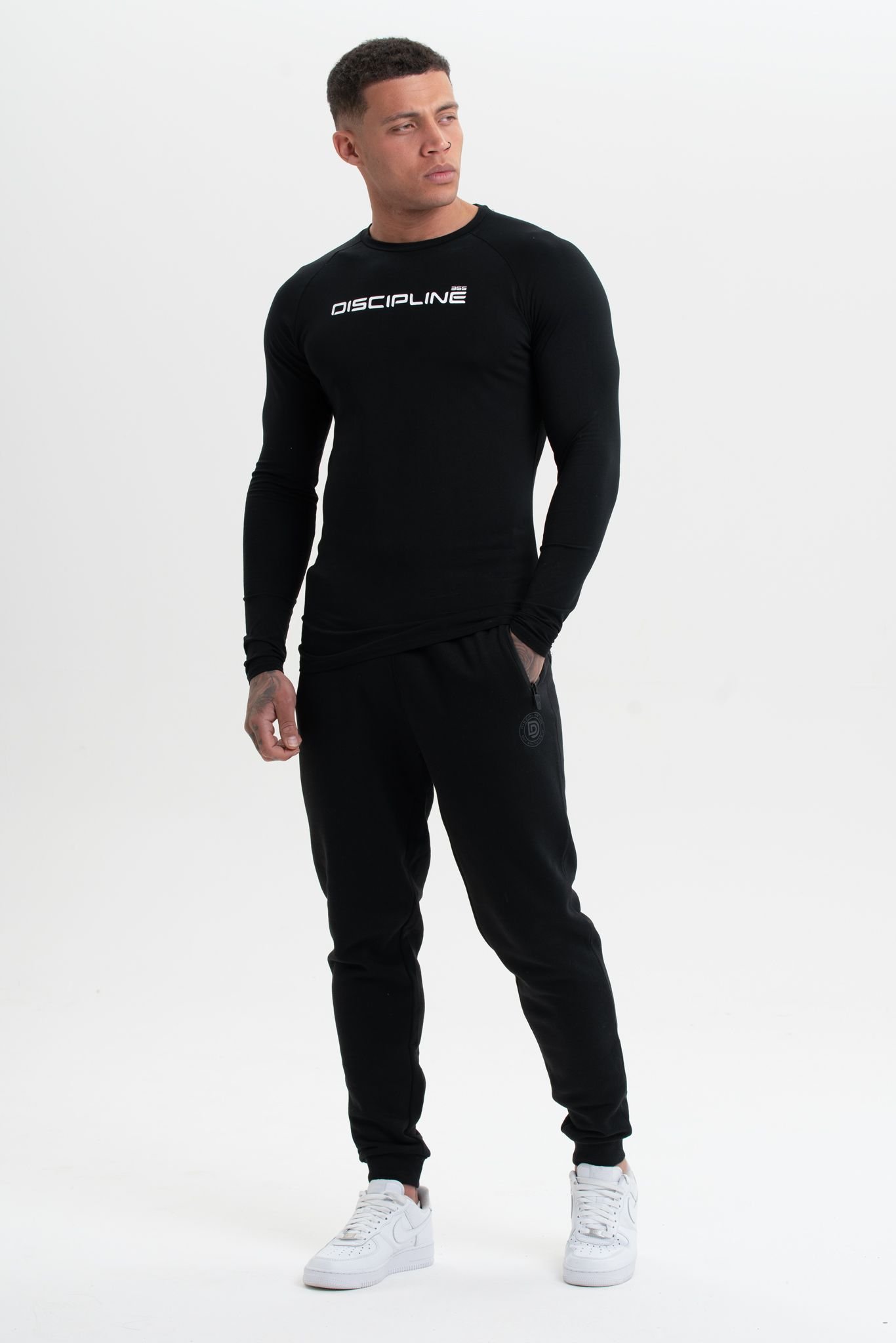 Discipline 365 Discipline 365 Men's Discipline Cotton Long Sleeve Fitted Gym Top in Black - 4