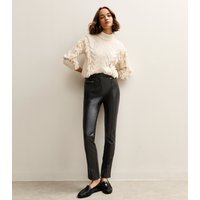 New Look Women's Black Faux Leather Zip Detail Biker Leggings New Look - 3