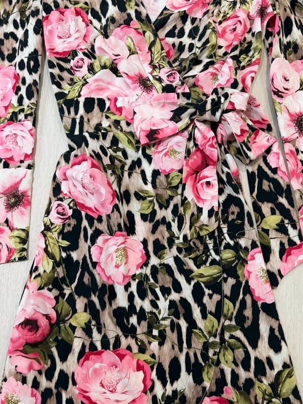 Never Fully Dressed Never Fully Dressed statement leopard & floral print wrap mini dress size 8
