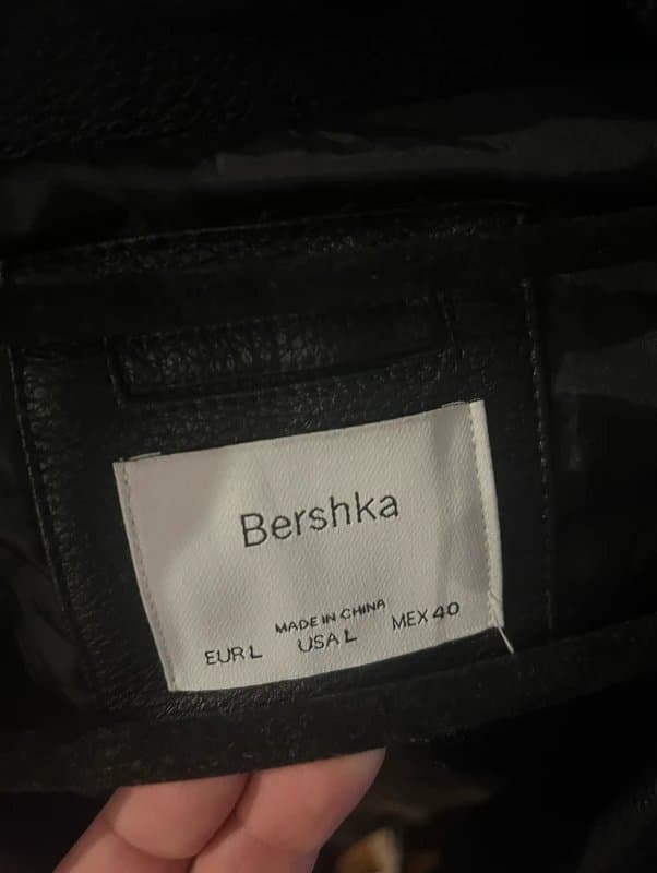Bershka Bershka Oversized Faux Leather Biker Jacket – Black L