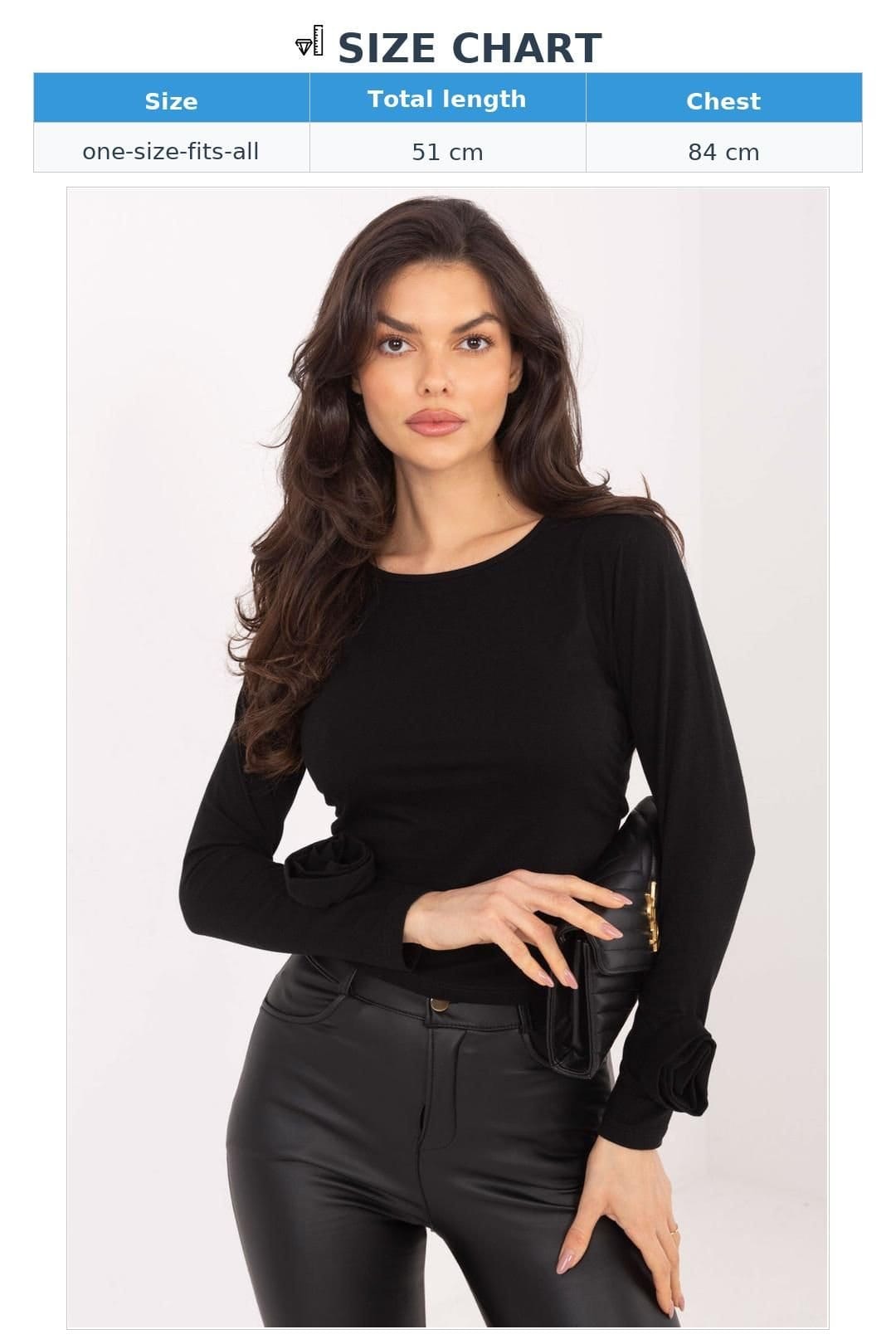 Love Lace Love Lace Women's Cotton Long Sleeve Blouse with Flower Detail in Black - 4