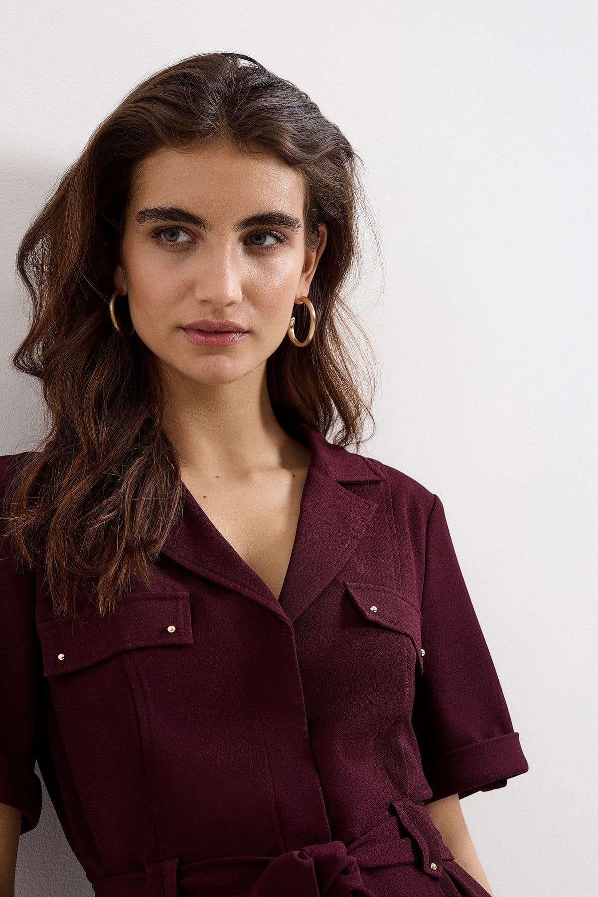 Phase Eight Phase Eight Women's Marlina Belted Mini Shirt Dress in Wine - 4