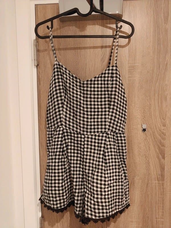 Bershka Black and White Short Jumpsuit