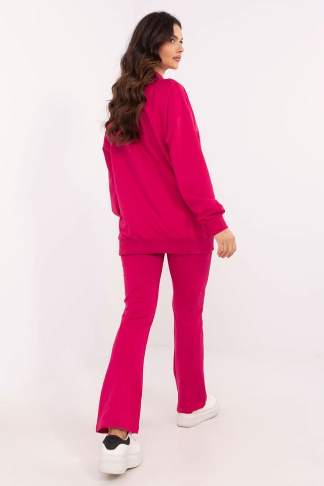 Love Lace Love Lace Women's Wrap Neck Blouse Wide Waist Trouser Set in Fuchsia - 3