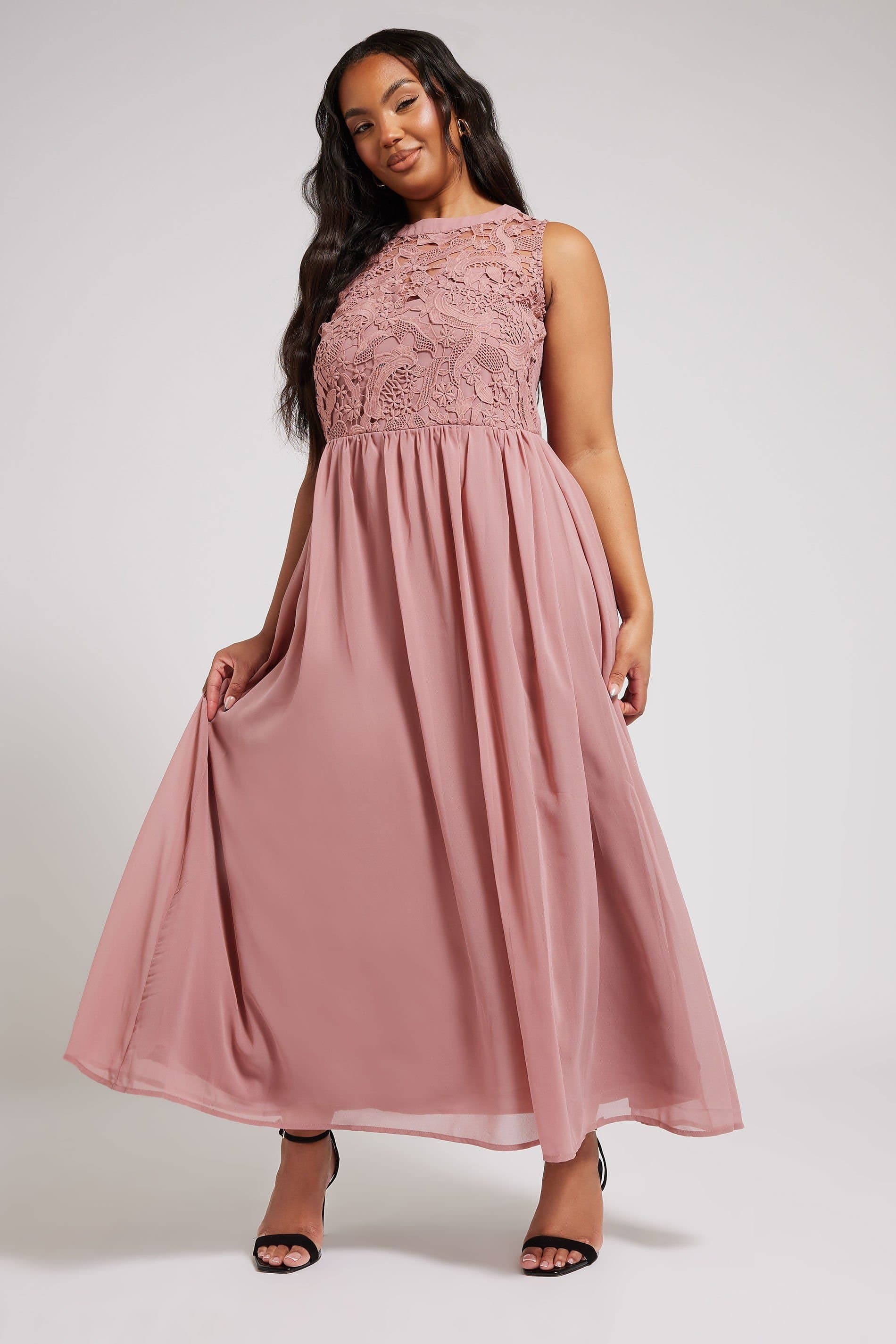 Yours Yours Women's Chiffon Maxi Dress in Light Pink