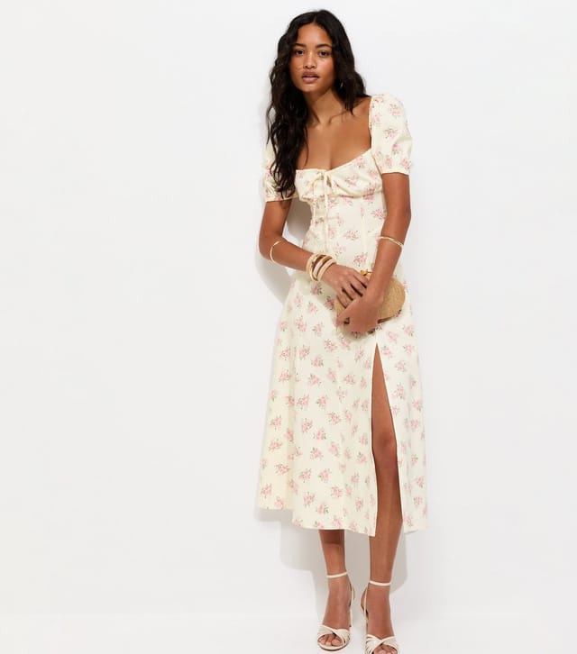 New Look Women's White Mini Bouquet Milkmaid Midi Dress New Look - 3