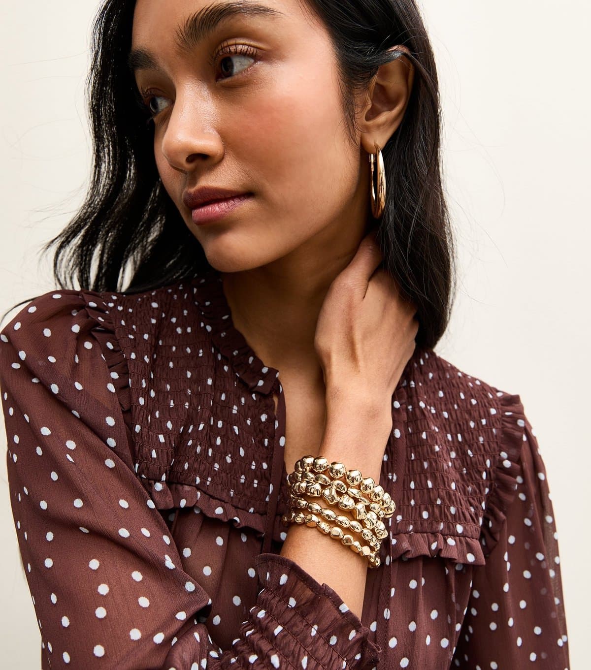 New Look New Look Gold Tone Beaded Stretch Bracelets Pack of 5