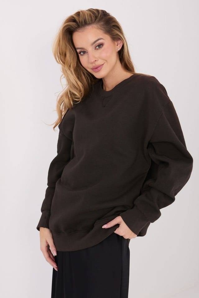 Love Lace Love Lace Women's Soft Cotton Elastane Round Neck Sweatshirt in Brown - 2