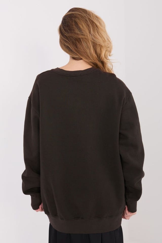 Love Lace Love Lace Women's Soft Cotton Elastane Round Neck Sweatshirt in Brown - 3