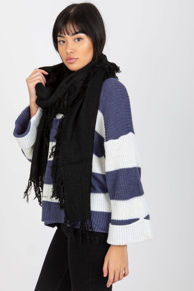 Love Lace Love Lace Women's Warm Tassel Shawl Scarf 212cm 42cm Soft Cozy Wrap Fringe Winter in Black - 2