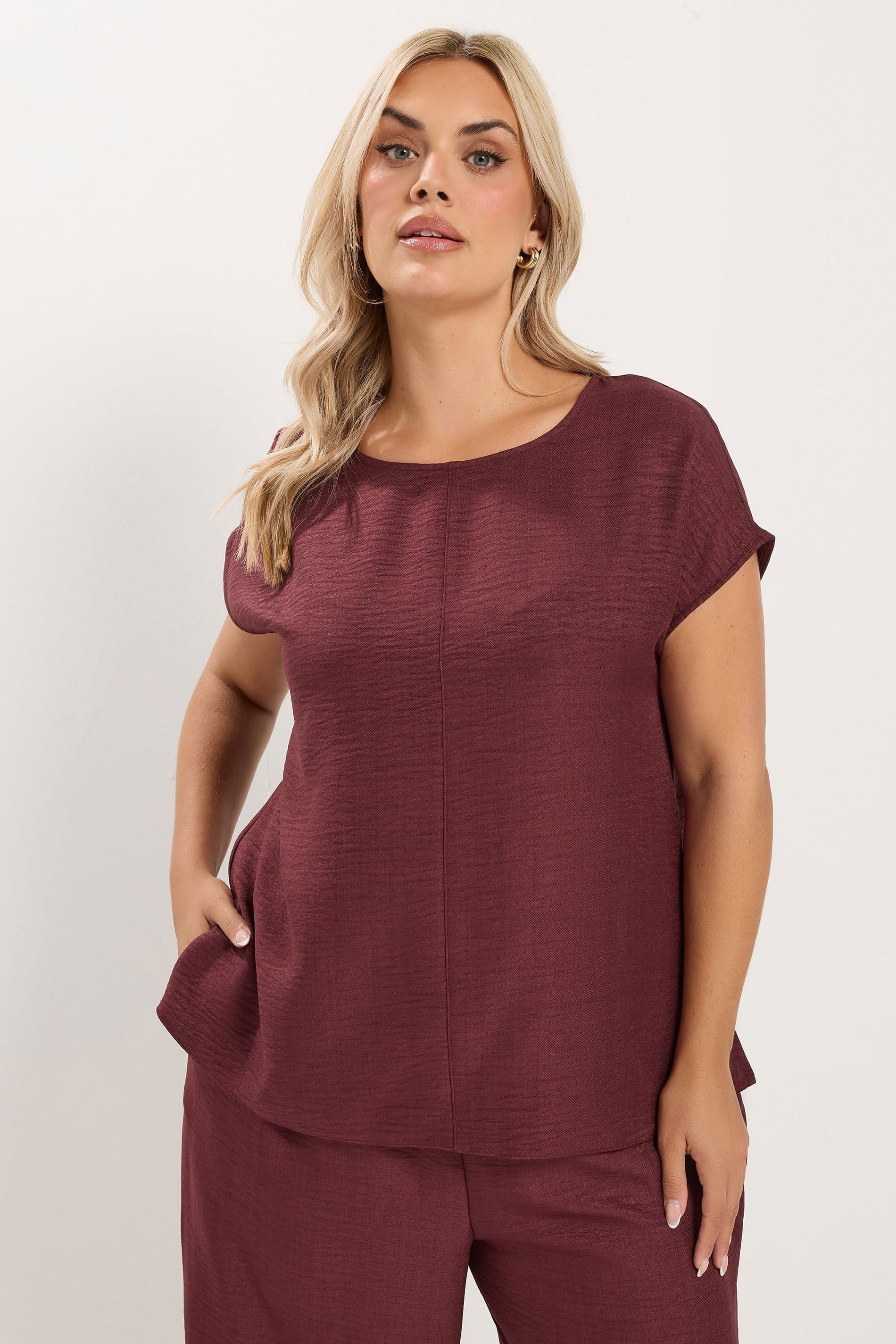 Yours Plus Size Wine Red Top Co Ord