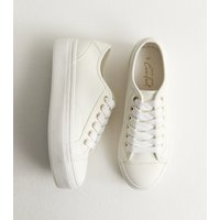 New Look Women's White Faux Leather Flatform Trainers Vegan New Look - 1