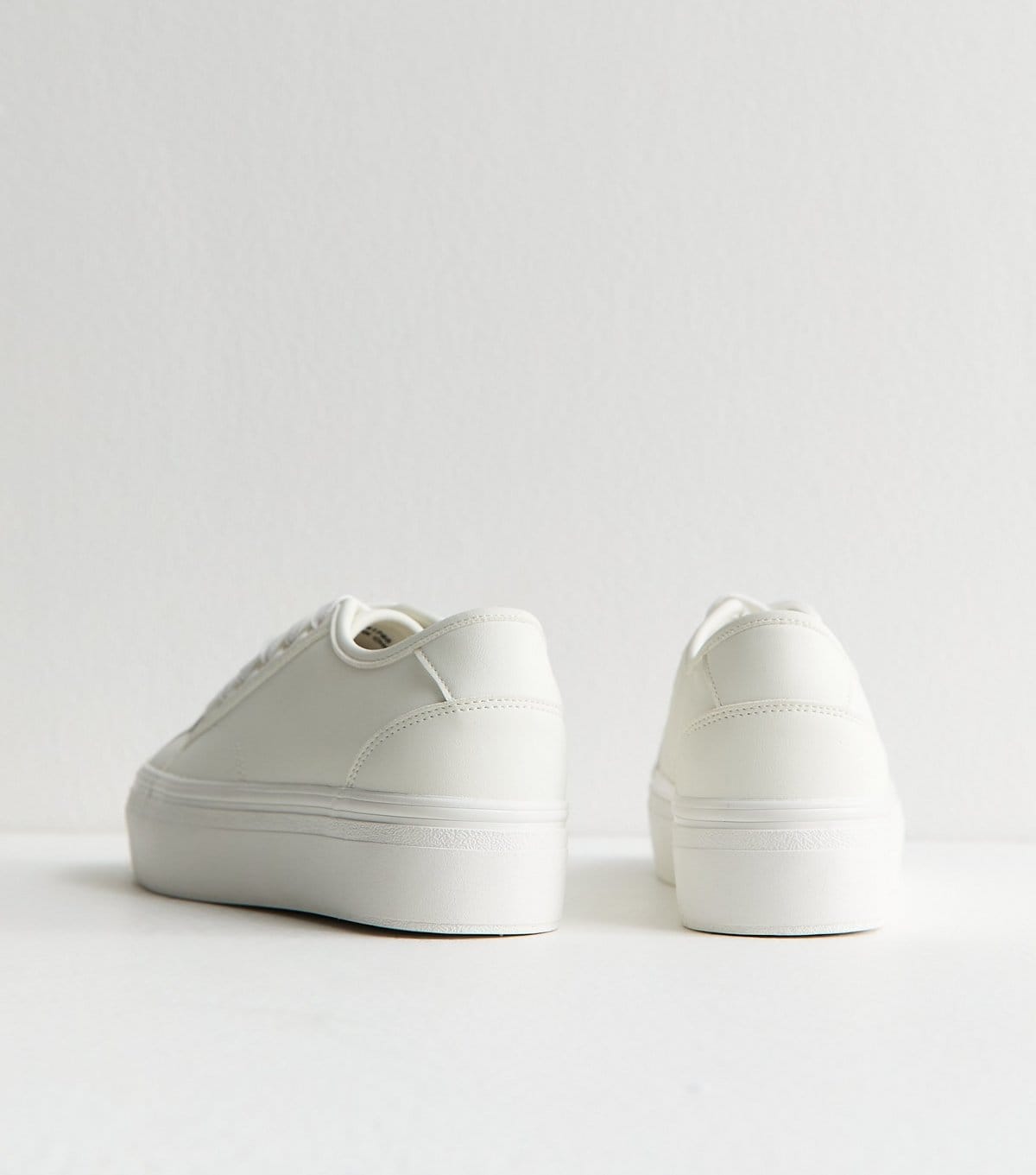 New Look Women's White Faux Leather Flatform Trainers Vegan New Look - 4
