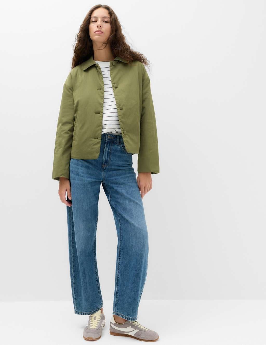 Marks & Spencer M&S Padded Collared Short Jacket Sage