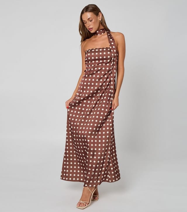 Urban Bliss Women's Brown Polka Dot Tie Neck Maxi Dress Urban Bliss New Look - 2