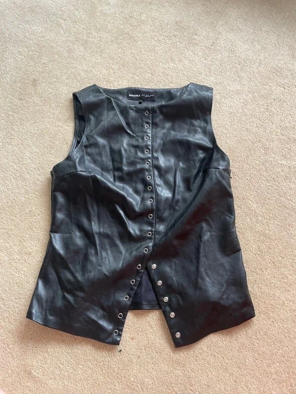Bershka Faux Leather Button Up top