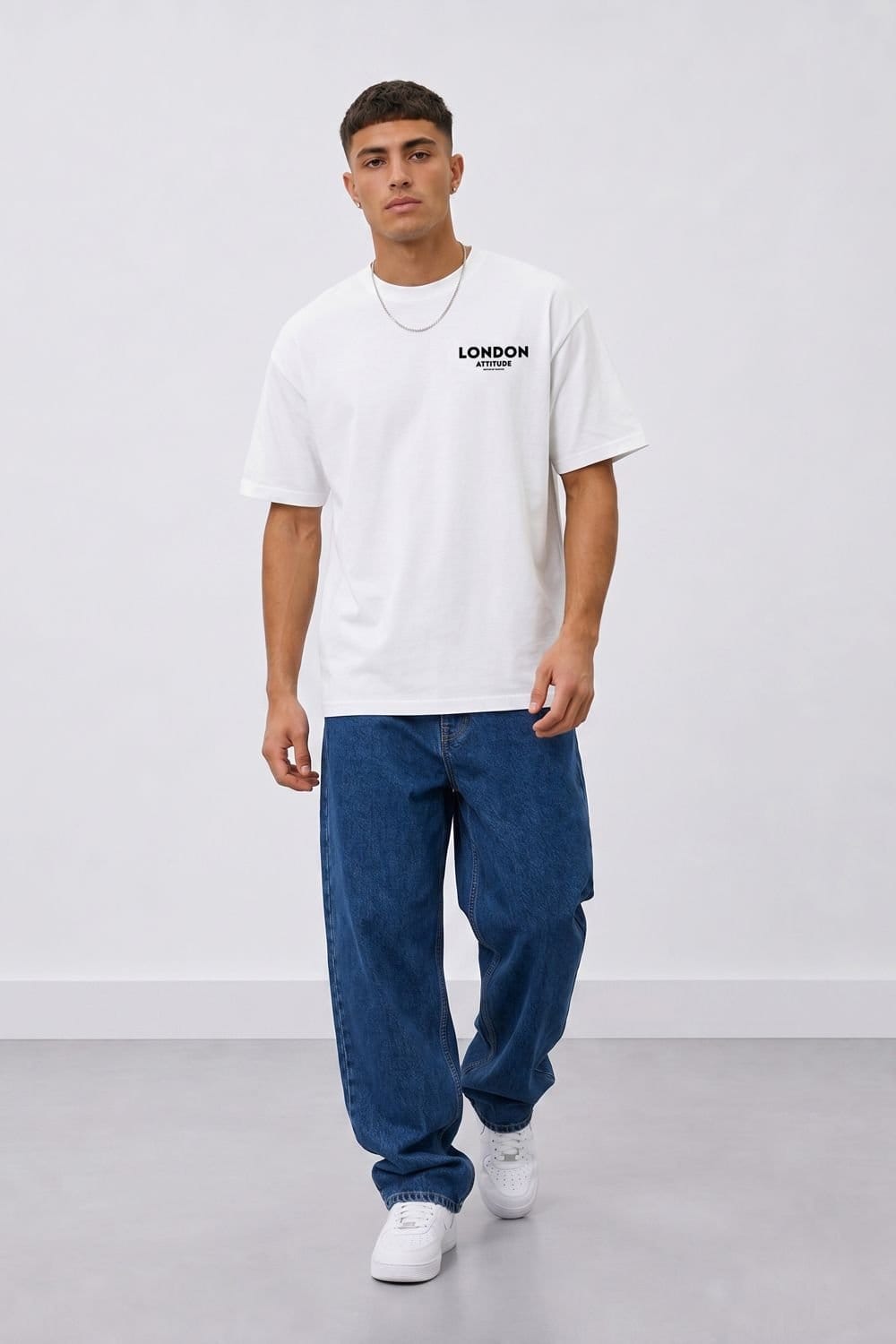 LONDON ATTITUDE LONDON ATTITUDE Men's Tokyo Dragon Oversized Heavyweight Cotton White T-Shirt - 4