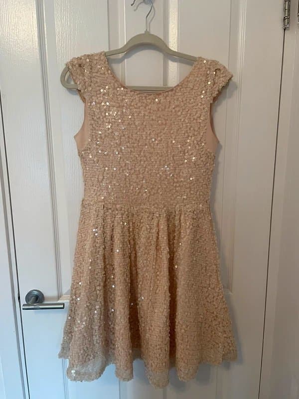 Topshop cream embellished sequin mini dress topshop size 12