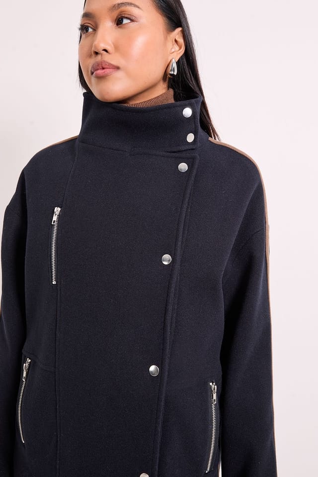 Wallis Wallis Women's Principles by Contrast Stripe Coat in Navy - 2