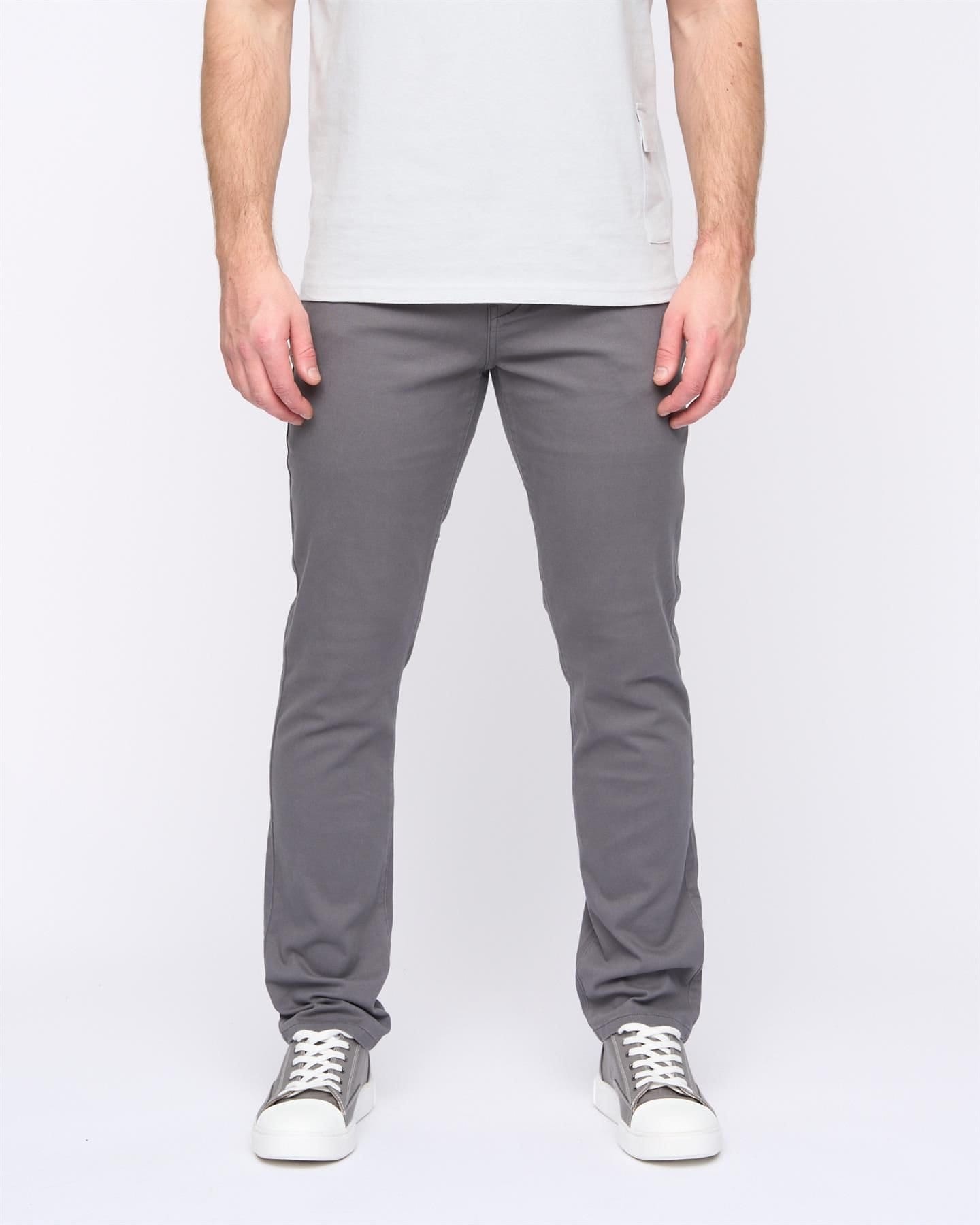 Duck&Cover Dark Grey Stretch Slim-Fit Chinos