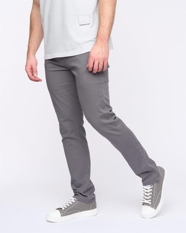 Duck&Cover Duck&Cover Franztown Men's Core Stretch Slim-Fit 5-Pocket Chino Trousers with Canvas Detail in Dark Grey - 2