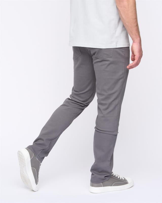 Duck&Cover Duck&Cover Franztown Men's Core Stretch Slim-Fit 5-Pocket Chino Trousers with Canvas Detail in Dark Grey - 3