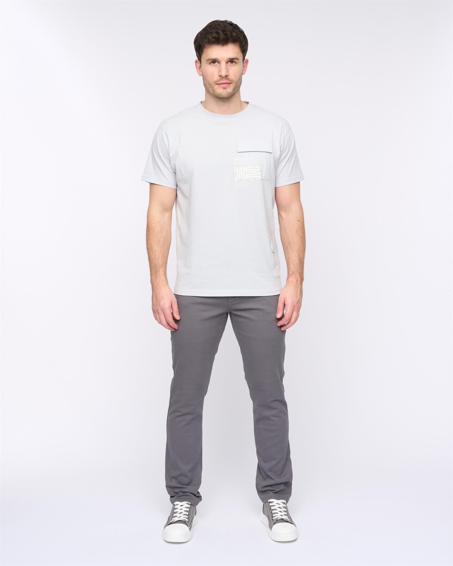 Duck&Cover Duck&Cover Franztown Men's Core Stretch Slim-Fit 5-Pocket Chino Trousers with Canvas Detail in Dark Grey - 4