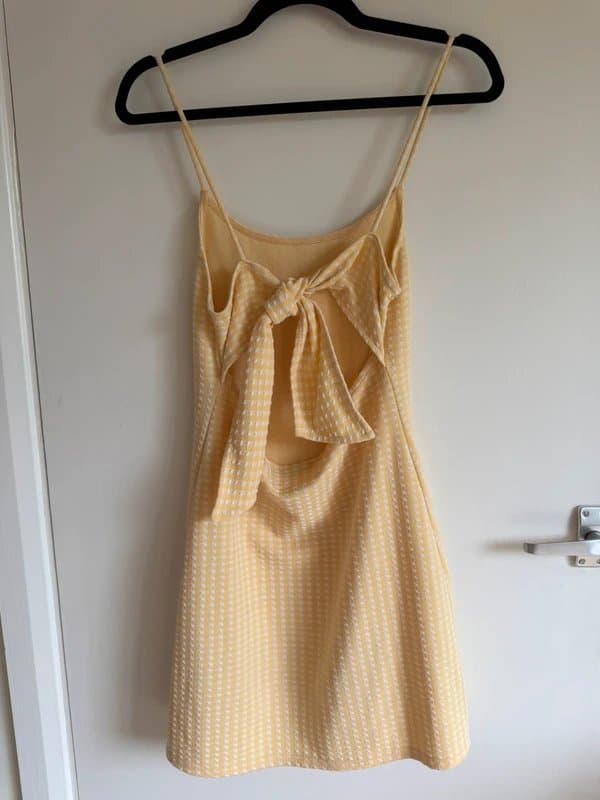 Topshop Topshop Lemon Gingham Tie Back Mini Dress – UK 10
