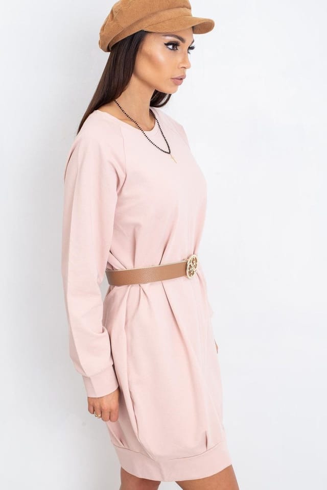 Love Lace Love Lace Women's Everyday Cotton Elastane Long Sleeve Shift Dress in Pink - 2