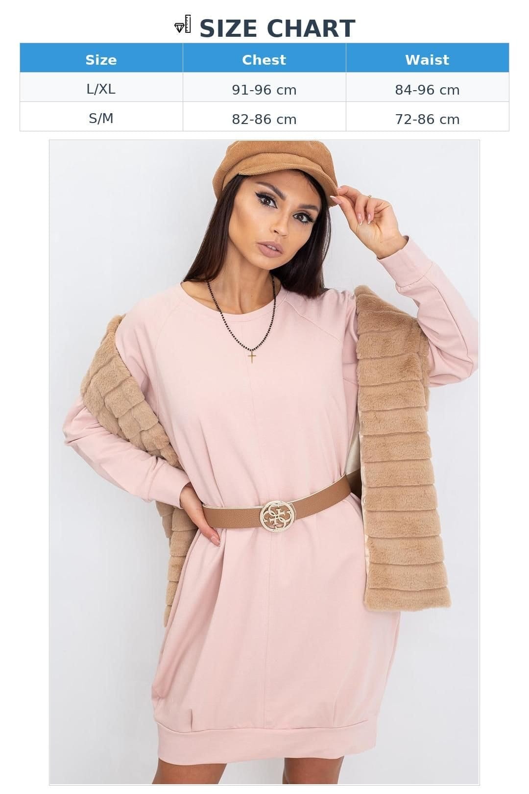 Love Lace Love Lace Women's Everyday Cotton Elastane Long Sleeve Shift Dress in Pink - 4